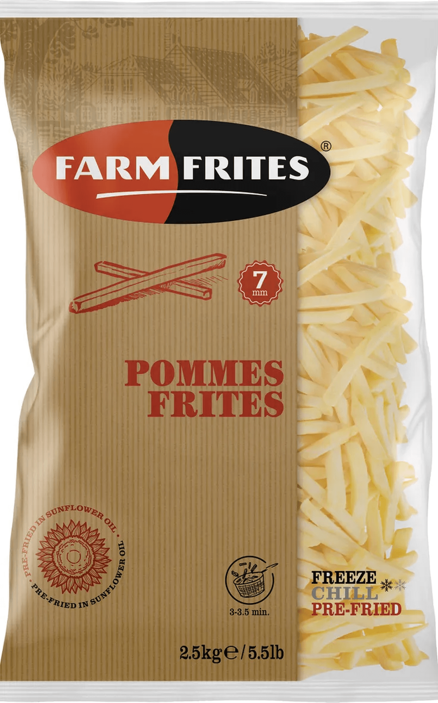 Картофель фри Farm Frites 7мм без панировки 2.5кг